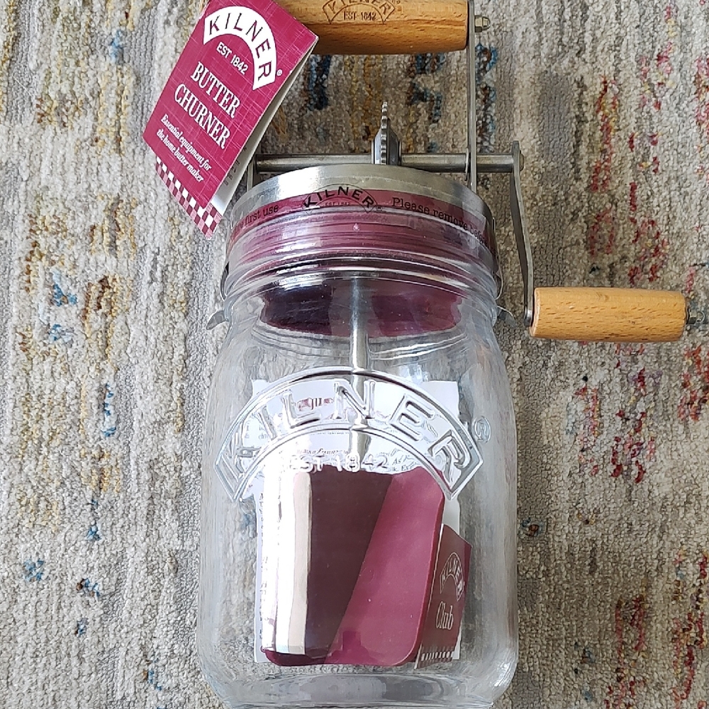 Glass Butter Churner with Wooden Handle